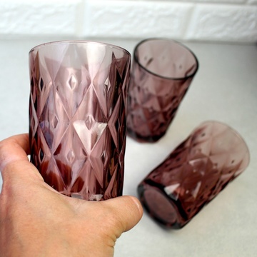 Розовые винтажные стаканы в крупный ромб "Рубин" 6 шт 350 мл (6451) Hell