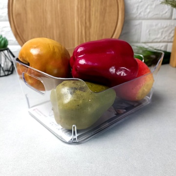 Широкий прозорий секційний лоток-органайзер в холодильник для овочів та фруктів. IRAK PLASTIK