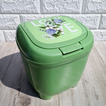 Зелене відро для сміття з відкидною кришкою 4 л Elif Plastik