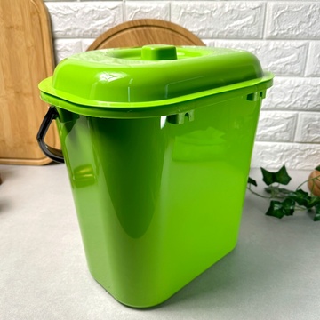 Пристінне відро для сміття з кришкою 12л Зелене Ламела пристінне Lamela