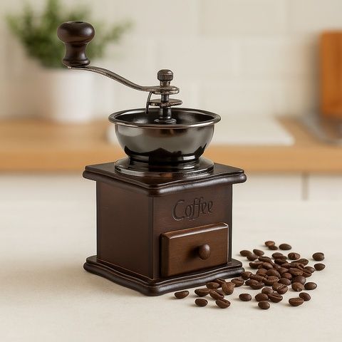 Ручная кофемолка Kamille KM-7018, дерево/нержавеющая сталь Kamille