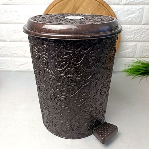 Коричневое ведро с педалью 2в1 17 л (2шт*8.5л) ажур, 326 Elif Elif Plastik