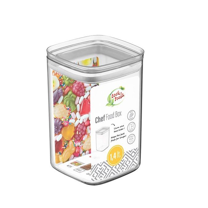 Квадратный пищевой контейнер для сыпучих продуктов 1.4л, 31151 Dunya Dunya Plastic