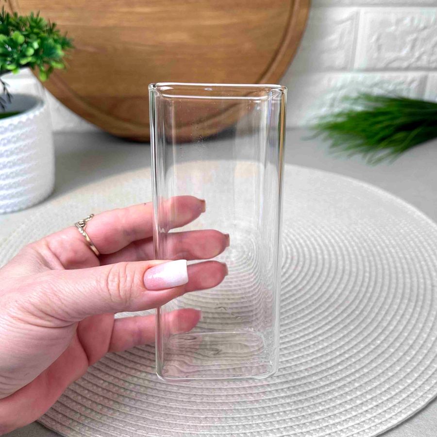 Высокий квадратный стакан для коктейлей из боросиликатного стекла Hell