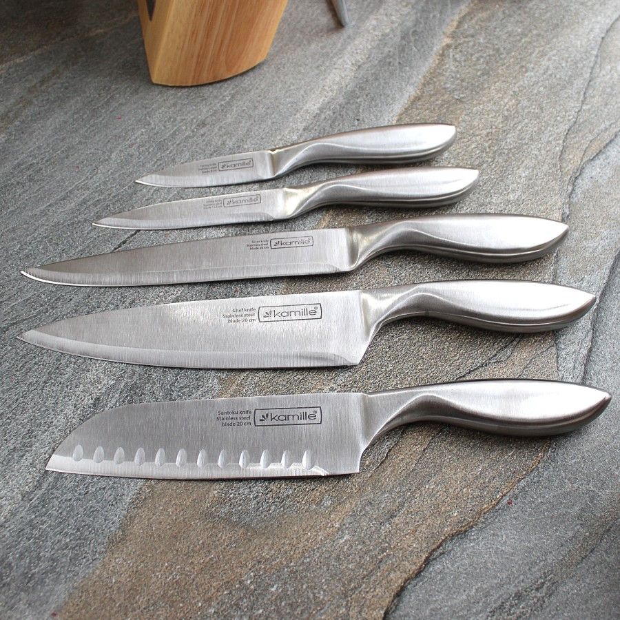 Набір ножів з порожнистими ручками 6 предметів з нержавіючої сталі Kamille Kamille