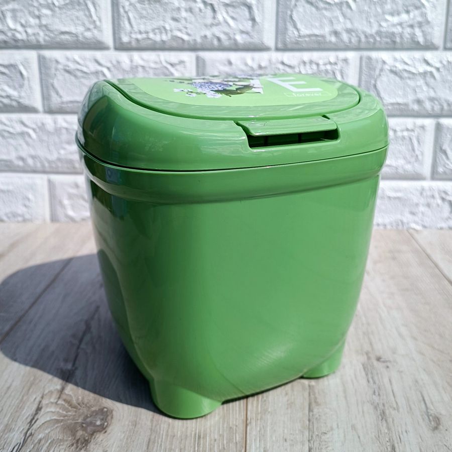 Зелене відро для сміття з відкидною кришкою 4 л Elif Plastik