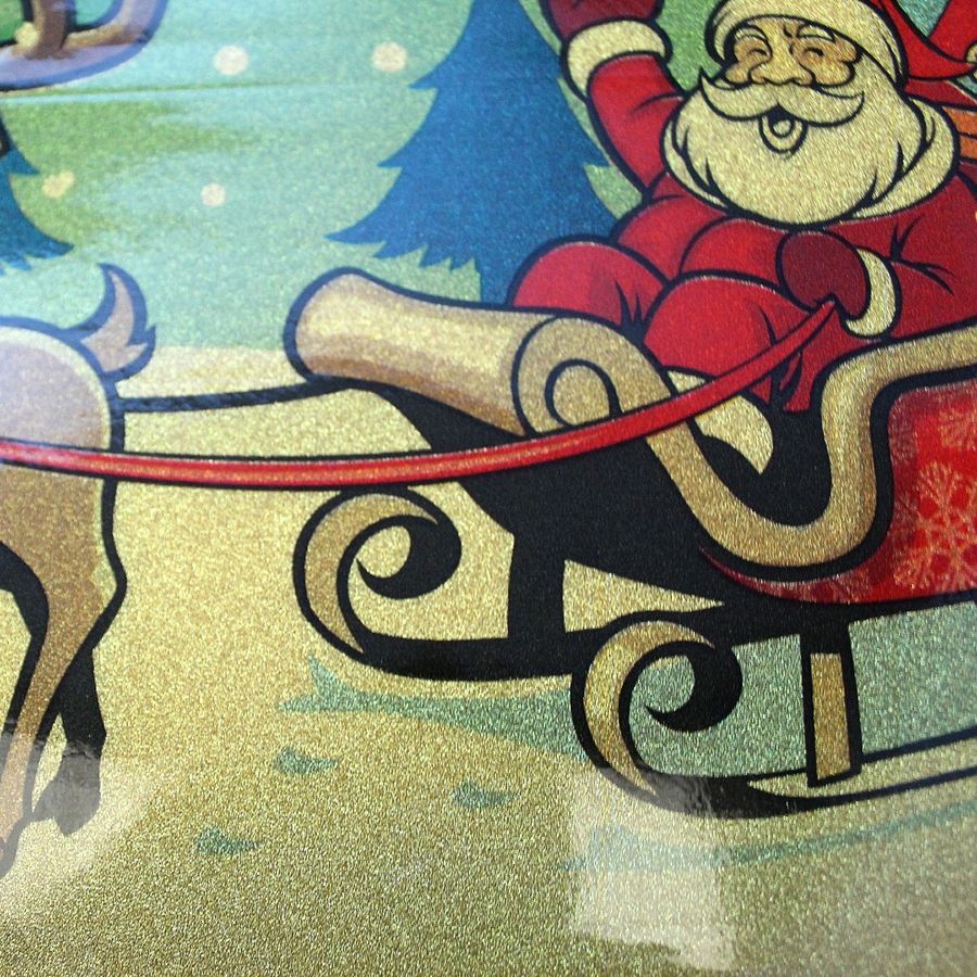 Новогодняя салфетка двухсторонняя Дед Мороз с блёстками 30*45 см НЕПРОМОКАЕМАЯ Hell