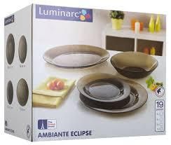 Столовий сервіз коричневий скляний Luminarc Амбьянте екліпс 19 предметів (L5176) Luminarc