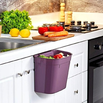 Фіолетове навісне пластикове сміттєве відро для кухні 28*17*21см, Туреччина Dunya Plastic