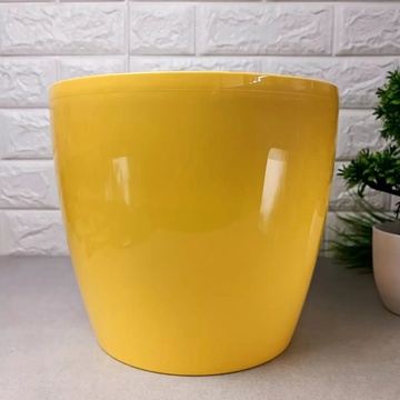 Жёлтый вместительное цветочный вазон с гладкими стенками 21*18.5см 4.5л, Магнолия Ламела Ламела