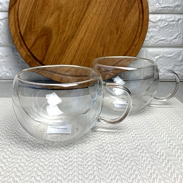 Набір широких чашок з подвійним дном 300 мл 2 шт Ardesto (AR2630GH), чашки з подвійними стінками Ardesto