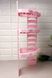Угловая пластиковая трехъярусная полка в ванную розового цвета