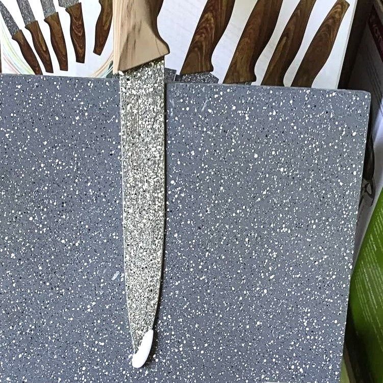 Набор универсальных мраморных ножей 6 предметов на магнитной мраморной подставке Kamille