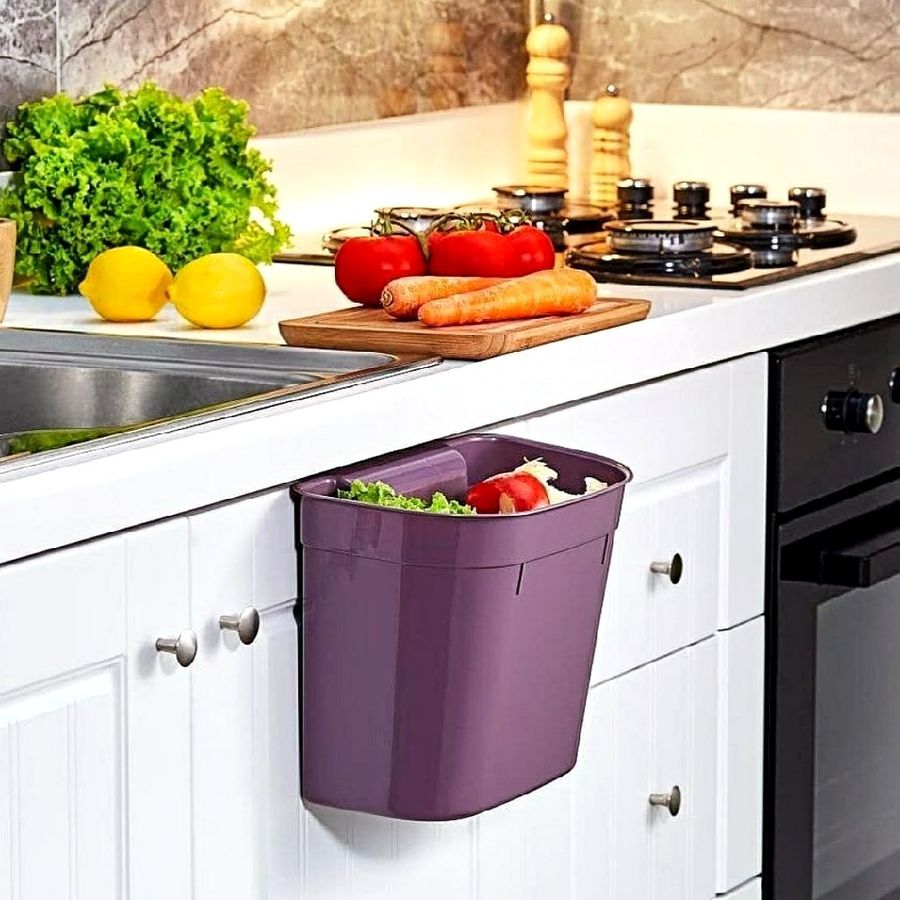 Навесное пластиковое мусорное ведро для кухни 28*17*21см, Турция Dunya Plastic