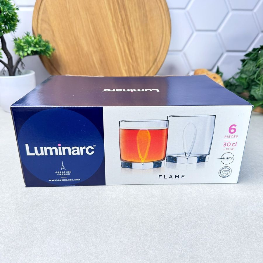 Набір низьких квадратних склянок 6 шт 300 мл Luminarc Flame Luminarc