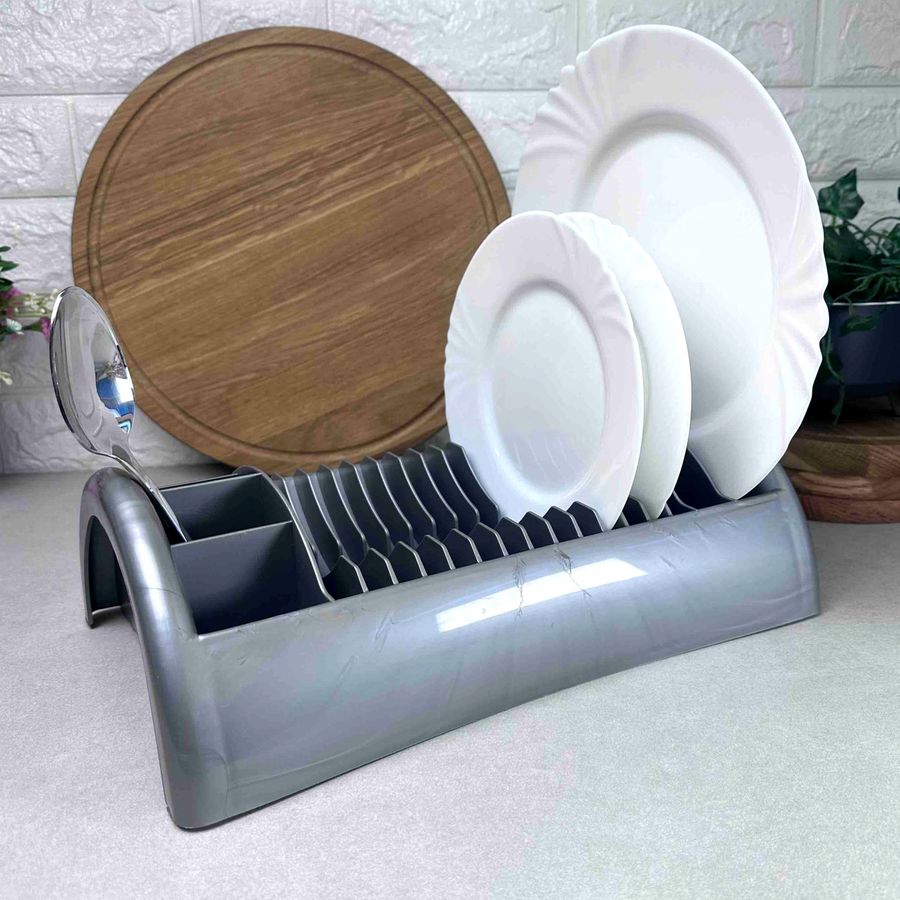 Одноярусна пластикова сушарка для посуду настільна ММ-Пласт