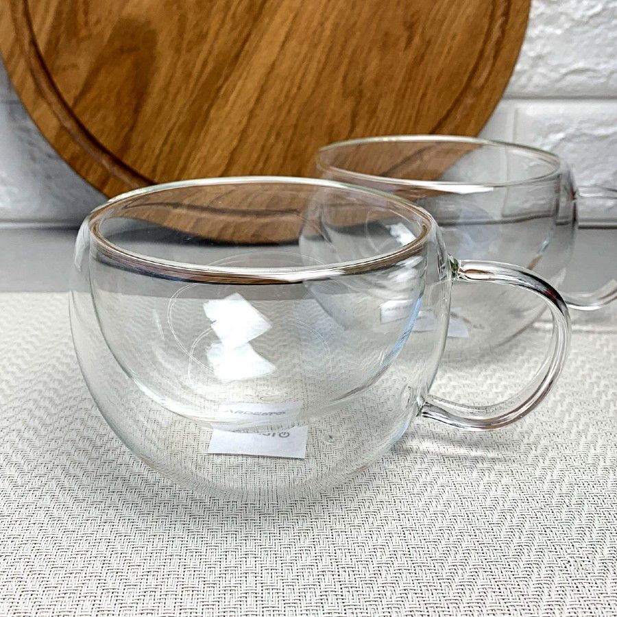 Набор широких чашек с двойным дном 300 мл 2 шт Ardesto (AR2630GH), чашки с двойными стенками Ardesto