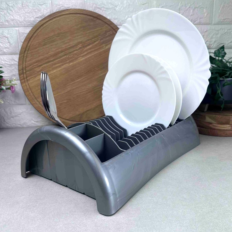 Одноярусная пластиковая сушилка для посуды настольная ММ-Пласт