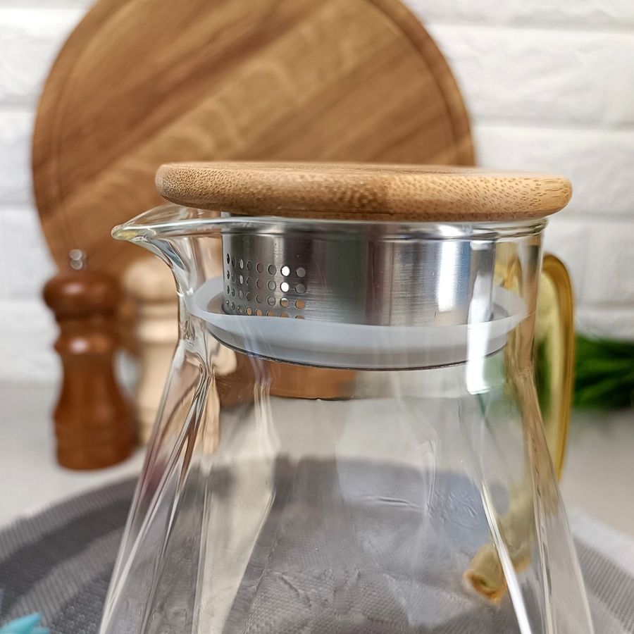 Скляний алмазний чайник 1,8л для плити із золотистою ручкою Hell