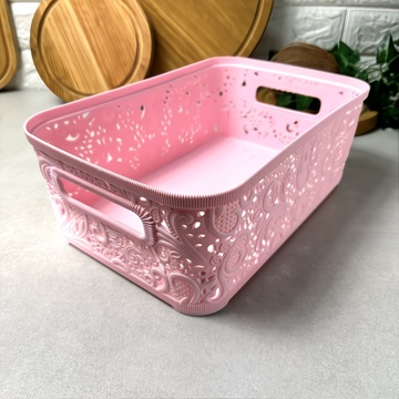 Розовая ажурная корзинка без крышки 4.7 л Hell
