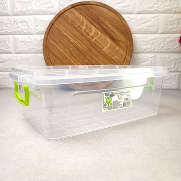 Плоский пластиковый пищевой контейнер для хранения и заморозки пищи 2.2л, Элит Ал-Пластик