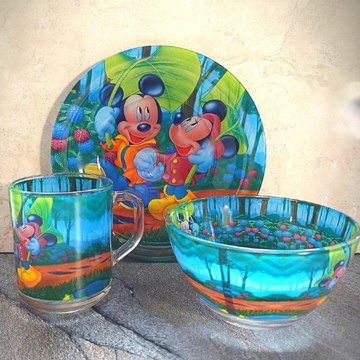 Набор детской посуды 3 предмета с мульт-героями Микки, разноцветный Hell