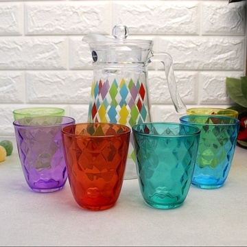 Набір для напоїв з різнокольоровими склянками Luminarc Rainbow Neo+Kone 7 предметів (P7341) Luminarc
