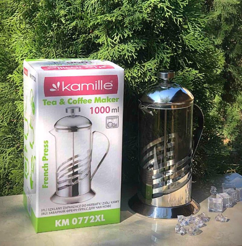 Большой заварник френч-пресс 1000 мл для чая и кофе Kamille