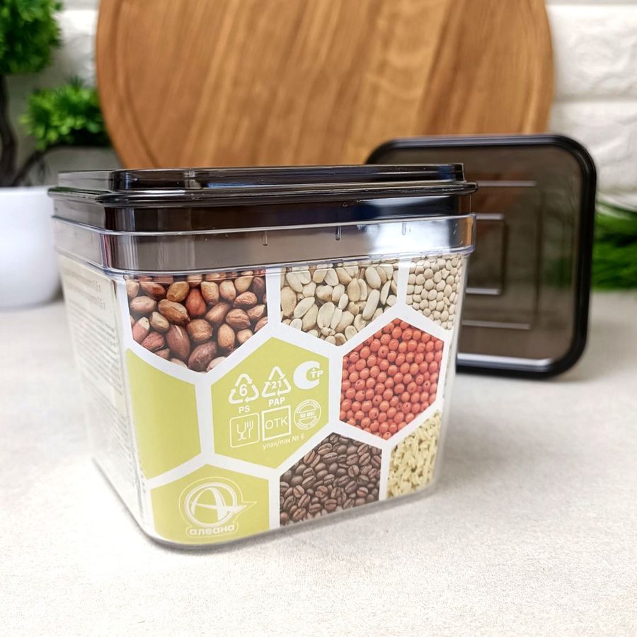 Квадратный пищевой контейнер для сыпучих продуктов 0.6л Ал-Пластик