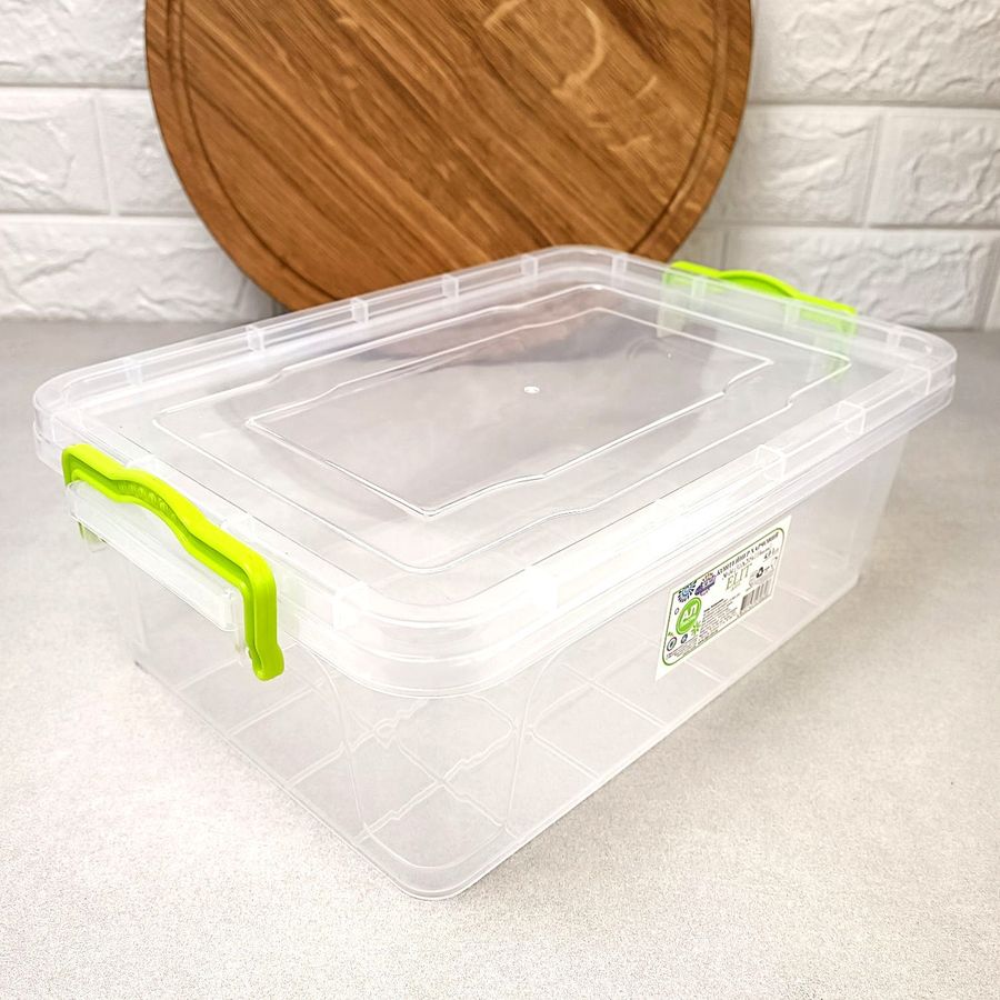 Плоский пластиковый пищевой контейнер для хранения и заморозки пищи 2.2л, Элит Ал-Пластик
