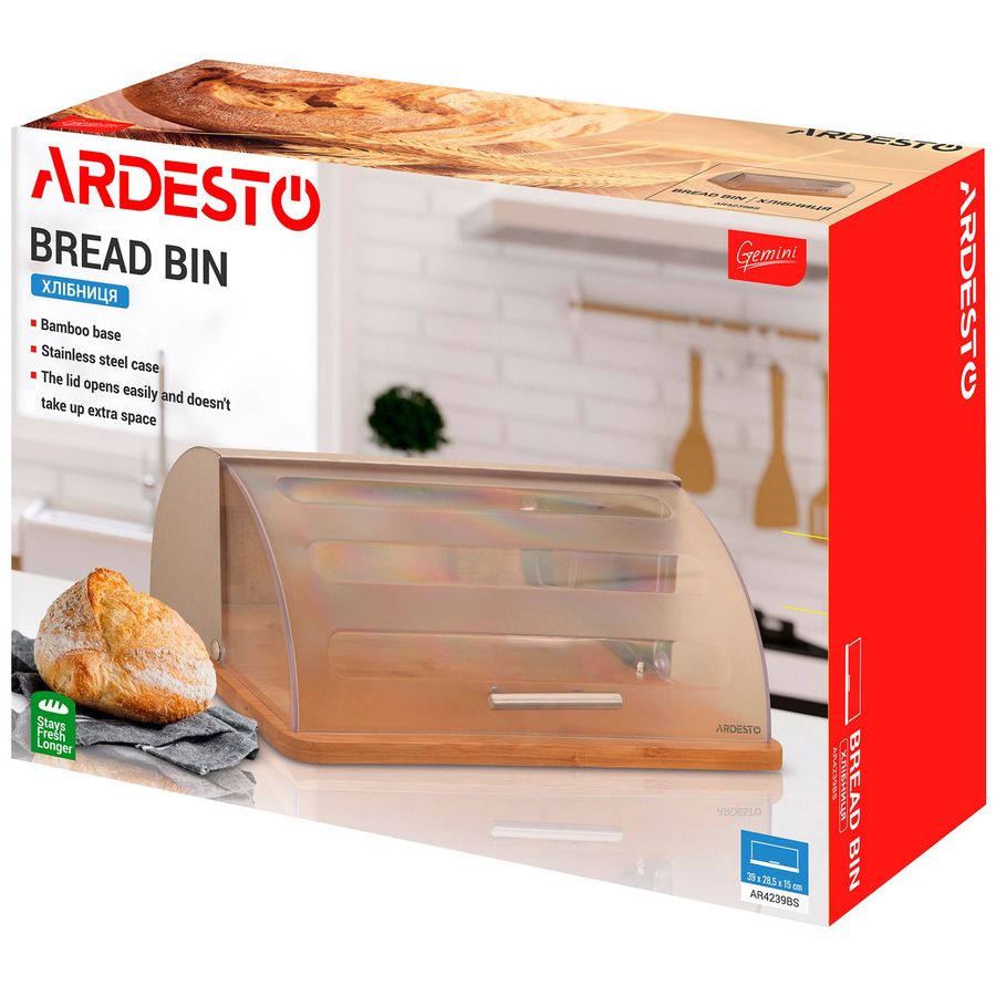 Дерев'яна хлібниця з напівпрозорою відкидною кришкою ARDESTO Gemini Ardesto