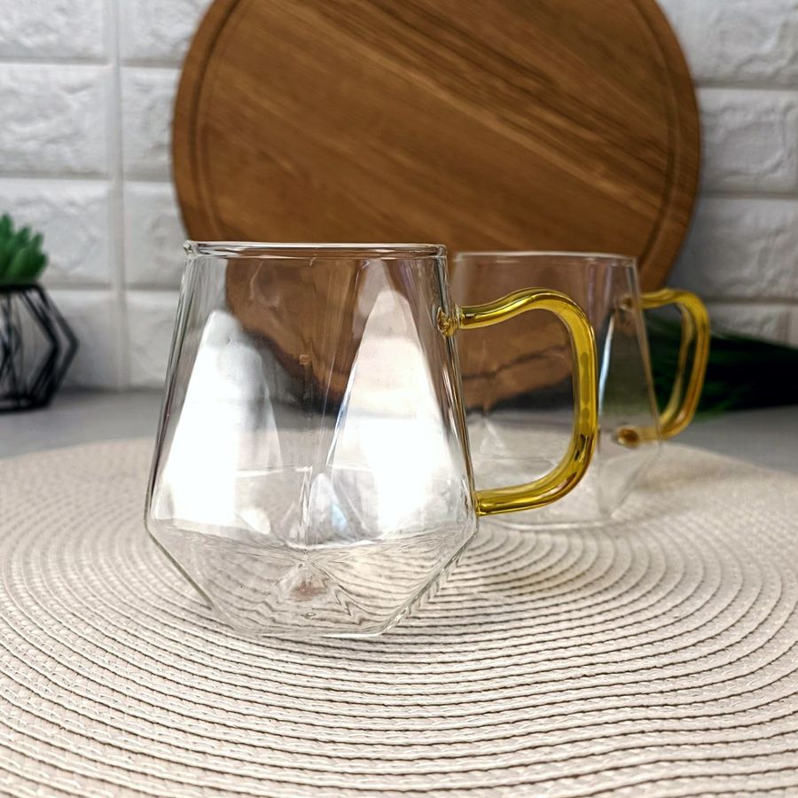 Чашка с алмазной гравировкой 320мл с золотистой ручкой Hell