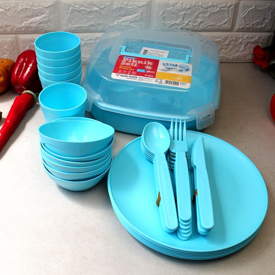 Пластиковий посуд для пікніка на 6 персон 38 предмета Plastar Pak