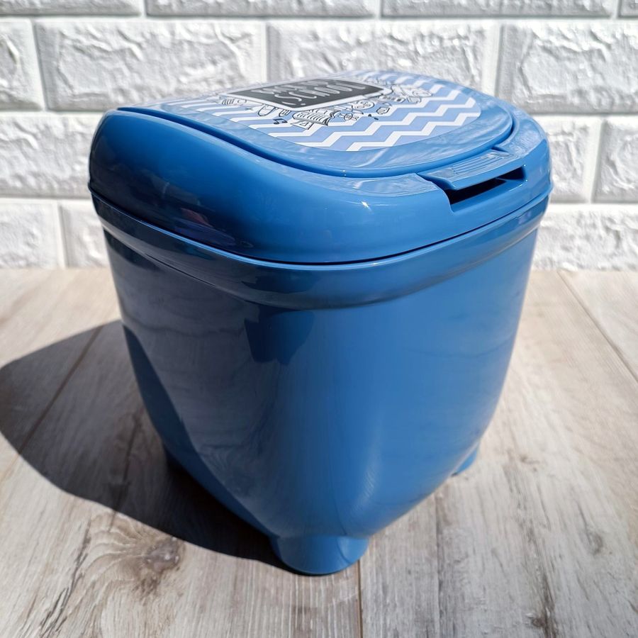 Синее мусорное ведро с откидной крышкой 4 л Elif Plastik