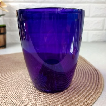 Фиолетовая с прозрачными стенками орхидейница со сливом воды 14 см Алеана