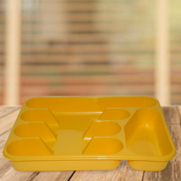 Желтый пластиковый лоток для столовых приборов 26*34 см, Ламела Ламела