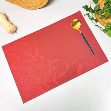 Красные салфетки-подложки двухсторонние под тарелку на стол с цветами 30х45см (13-А) Hell