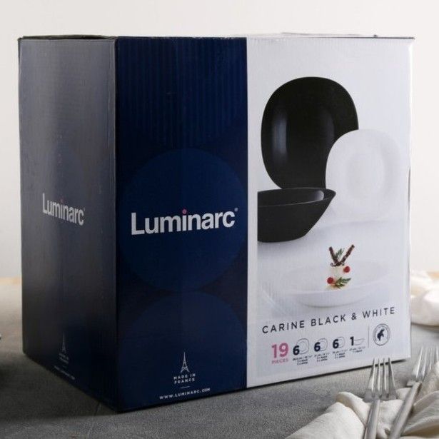 Столовый чёрно-белый сервиз Luminarc (Люминарк) Carine Black/White 19 предметов (N1491) Luminarc