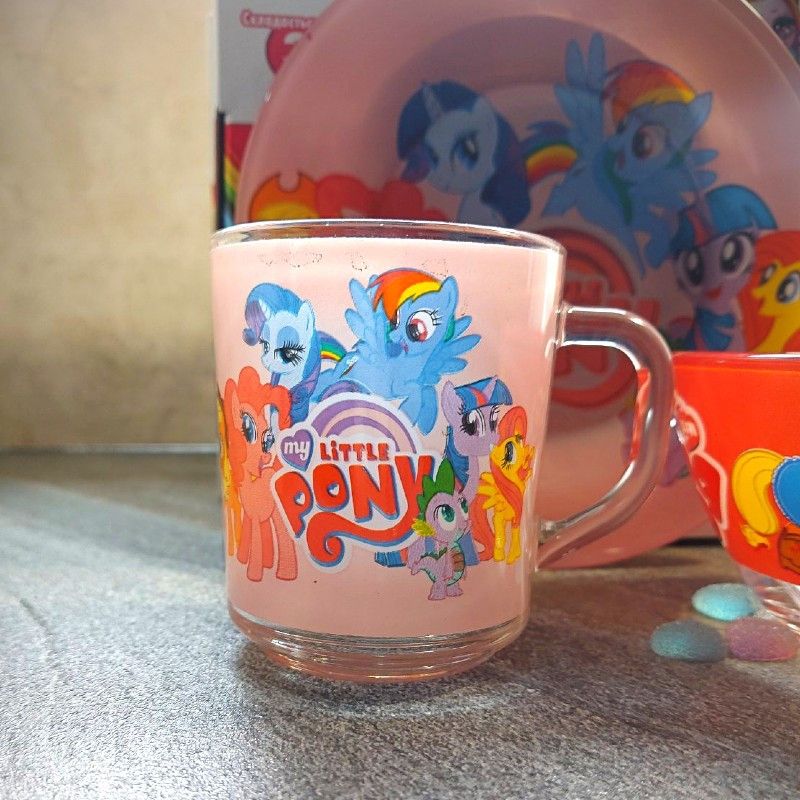 Набор детской посуды для девочек 3 предмета с мульт-героями Розовый Пони, разноцветный Hell