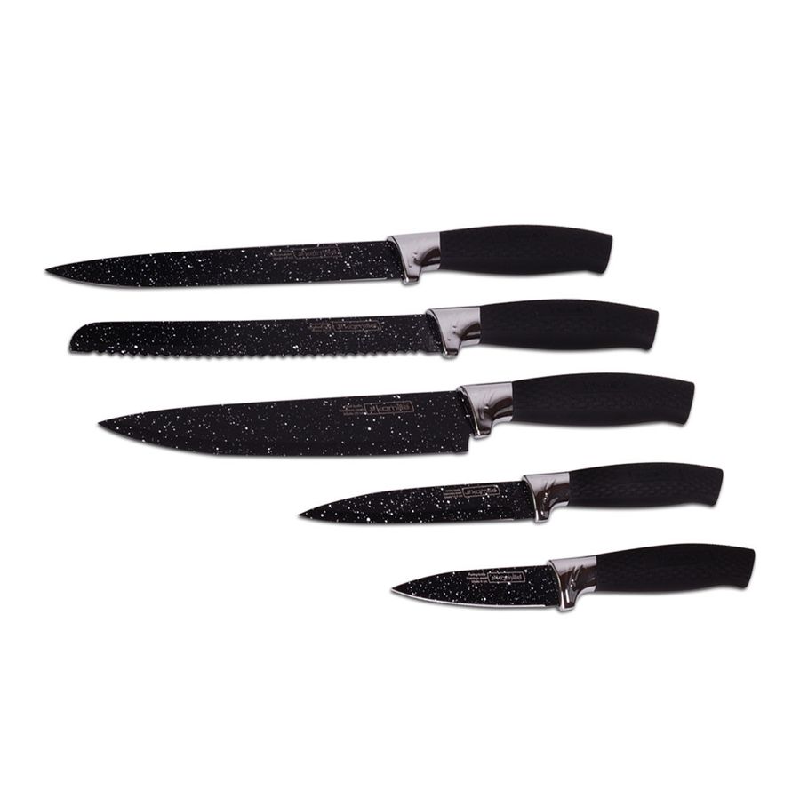 Набір мармурових кухонних ножів 5 предметів з підставкою Kamille