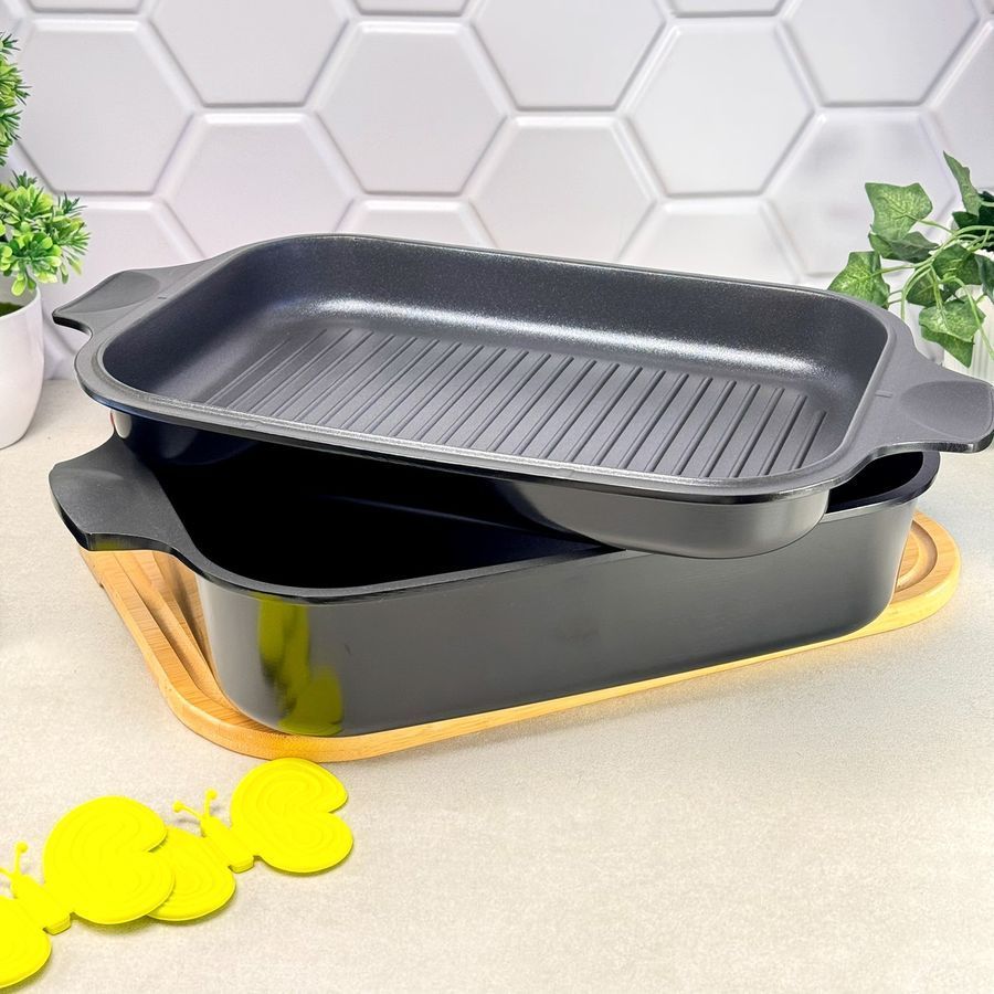 Ростер алюмінієвий з грилем 3в1 34&times;24 см чорний Ringel Zitrone Black RINGEL
