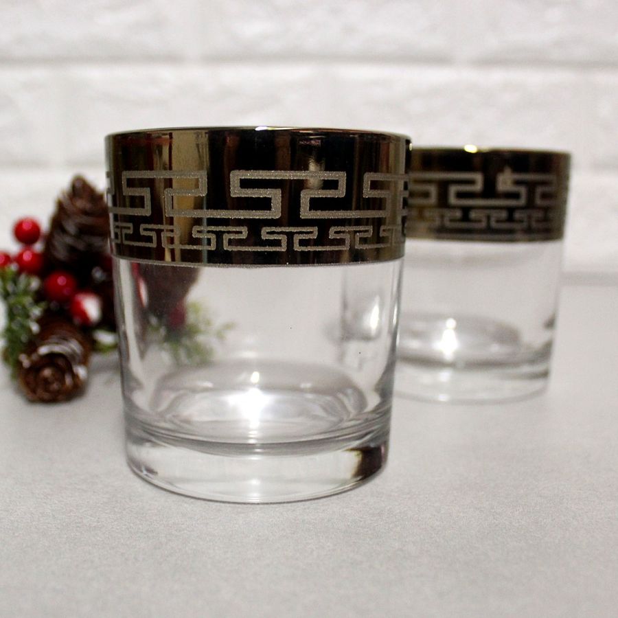 Великий подарунковий набір склянки + чарки 12 предметів з золотом ((низькі стакани+стопки)) ОСЗ