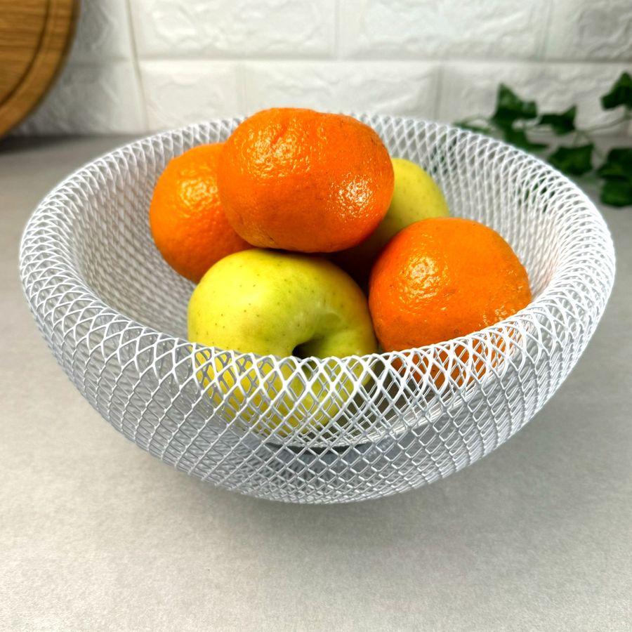 Білий металевий кошик для фруктів 25 см Павутинка Ardesto Midori Ardesto