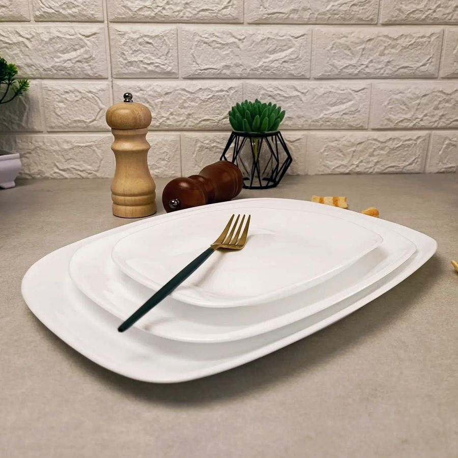 Біла прямокутна тарілка зі склокераміки Bormioli Rocco Parma 21.5*16 см Bormioli Rocco