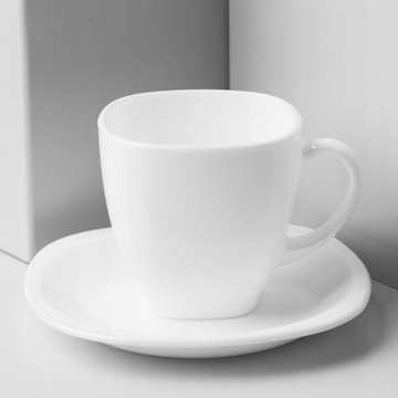 Чайний набір білий з квадратними блюдцями Luminarc CARINE White 6х200 мл Luminarc