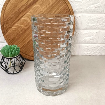 Скляна настільна ваза Pasabahce Rattan 239 mm (53439), циліндрична ваза для квітів Pasabahce