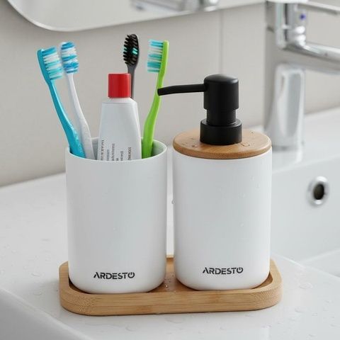 Набор для ванной комнаты 3 предмета 360 мл ARDESTO Minimalism белый ARHB3110WB Ardesto