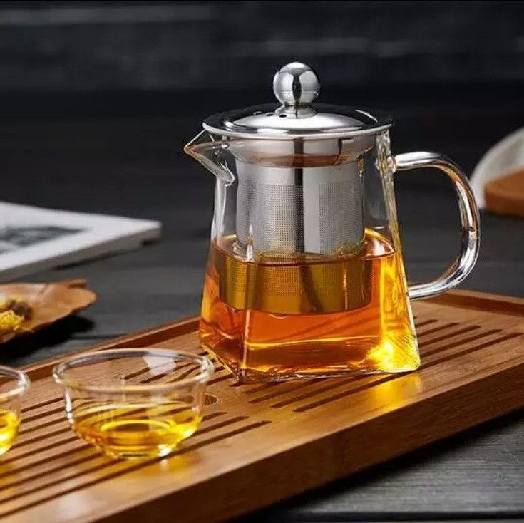 Чайник для заварки чаю з квадратними дном з жароміцного скла Hell