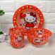 Набір дитячого посуду для дівчаток 3 предмета з мульт-героями Hello Kitty, різнокольоровий