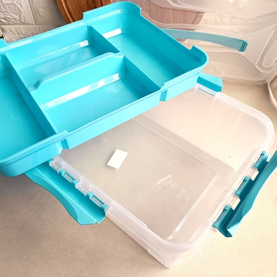 Пластиковый ящик 10л А4 Голубой Школьная реформа с вкладышем для канцелярии Алеана
